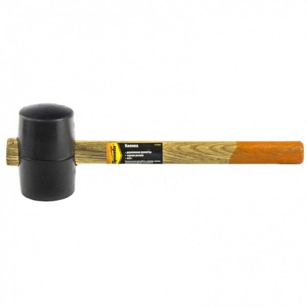 Киянка резиновая, 450 г, черная резина, деревянная рукоятка Sparta 111505