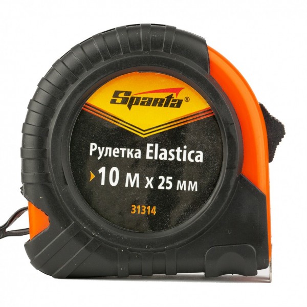 Рулетка Elastica,10 м х 25 мм,обрезиненный корпус Sparta 31314