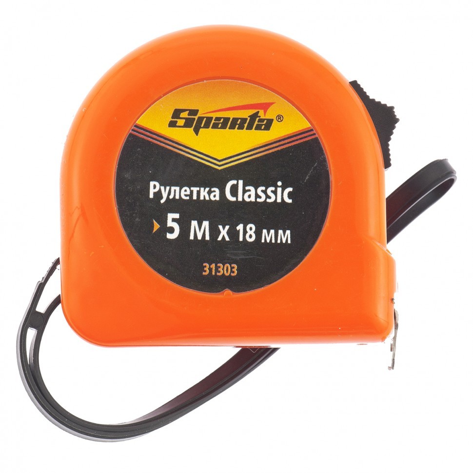 Рулетка Classic,5 м х 18 мм,пластиковый корпус Sparta 31303