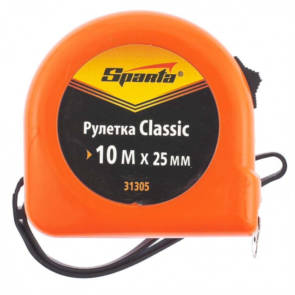 Рулетка Classic,10 м х 25 мм,пластиковый корпус Sparta 31305