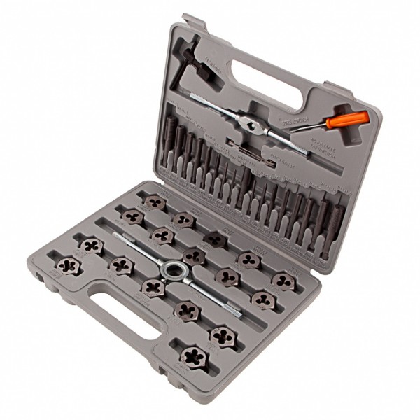 Набор метчиков и плашек М3-М12, плашко-метчикодержатель, 40 предметов, пластиковый бокс Sparta 773155