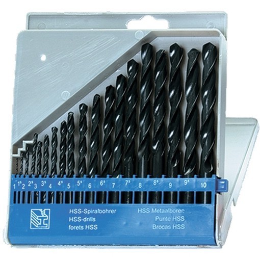 Набор сверл по металлу, 1-10 мм, (через 0.5 мм), HSS, 19 шт, пластиковый бокс, цилиндрический хвостовиковик Sparta 723705