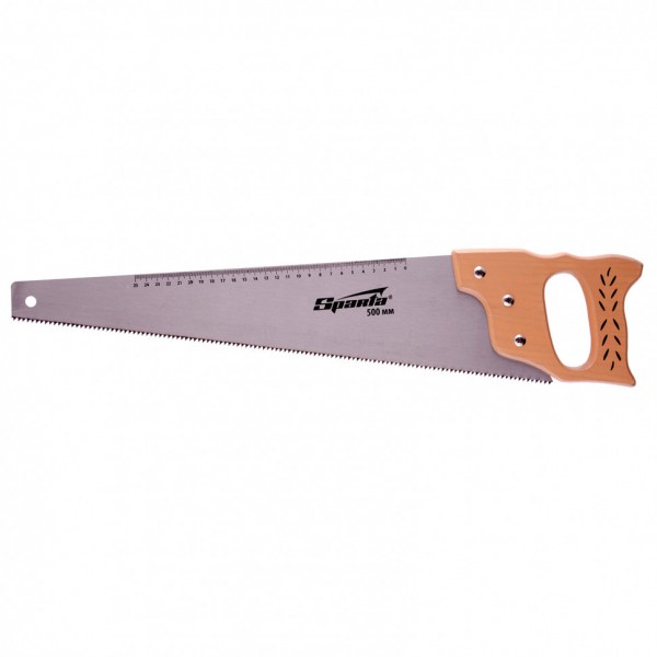 Ножовка по дереву, 500 мм, 7-8 TPI, каленый зуб, линейка, деревянная рукоятка Sparta 231895