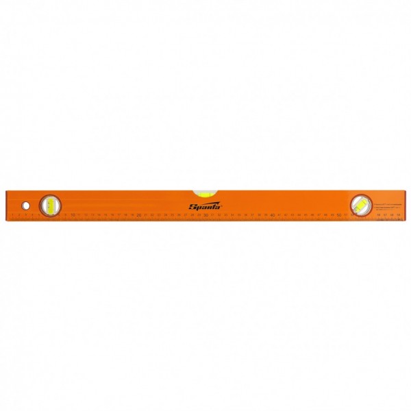 Уровень алюминиевый, 600 мм, 3 глазка, желтый, линейка Sparta 330235