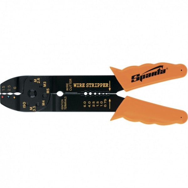 Щипцы, 210 мм, для зачистки электропроводов и обжима контактных кле мм, 1.5-6.5 мм Sparta 177505