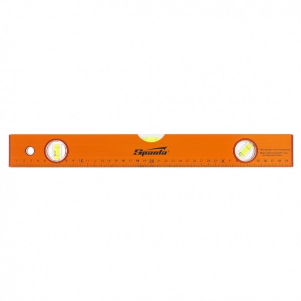 Уровень алюминиевый, 400 мм, 3 глазка, желтый, линейка Sparta 330205