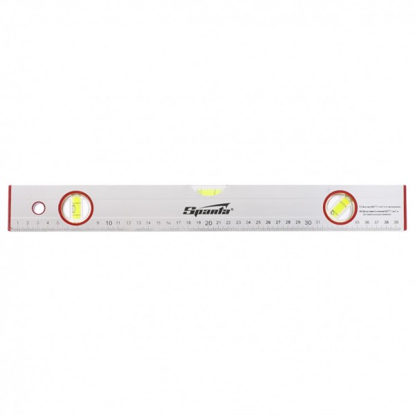 Уровень алюминиевый, 400 мм, 3 глазка, линейка Sparta 331205