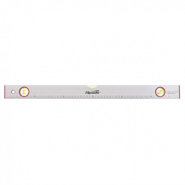 Уровень алюминиевый, 600 мм, 3 глазка, линейка Sparta 331235